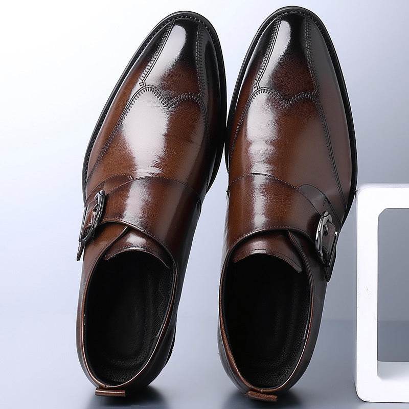 Casual Men's Buckle Color-changing Embroidered Leather Shoes - MYLUXURY LANE ENTERPRISE