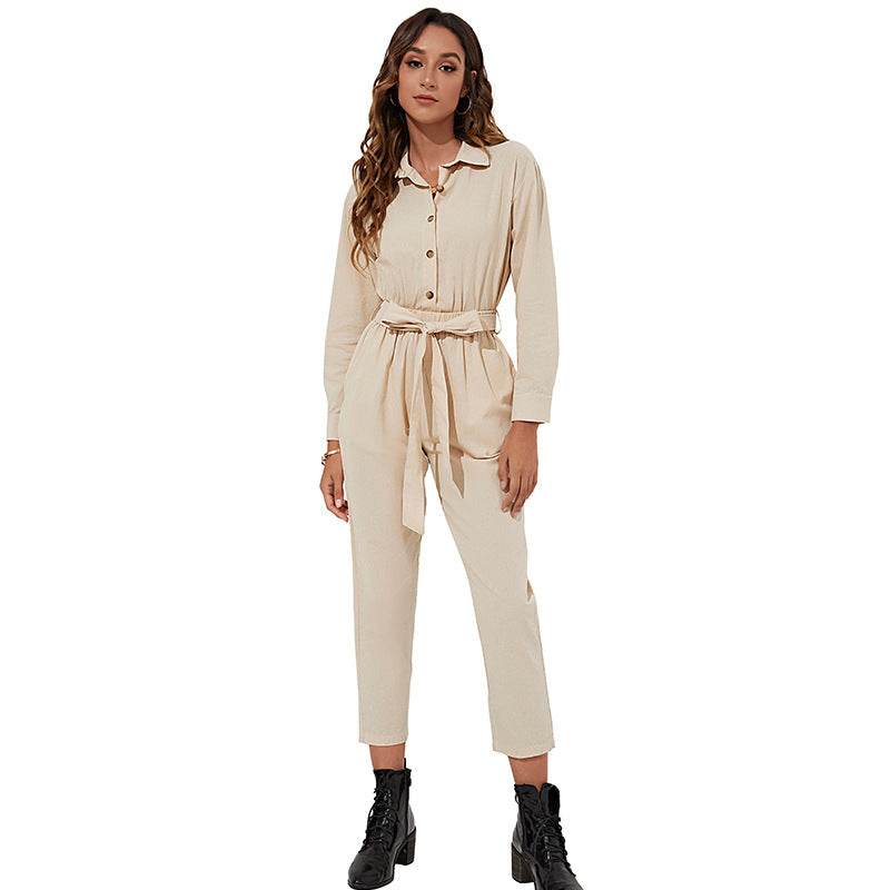Lapel Fashion Temperament High-waisted Cropped Trousers - MYLUXURY LANE ENTERPRISE