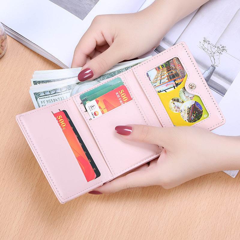 Ladies Simple Leather Short Folding Wallet - MYLUXURY LANE ENTERPRISE