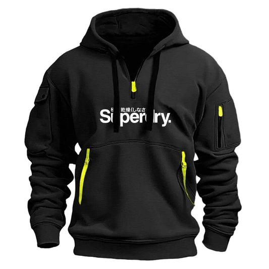 Neckline Zipper Hooded Pullover Men's Sweater Multi-pocket - MYLUXURY LANE ENTERPRISE