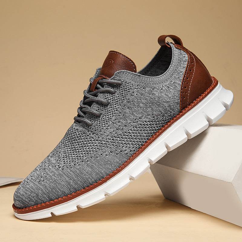 British Brogue Casual Men's Shoes Fashionable Flying Woven Surface Breathable Lightweight Sneaker - MYLUXURY LANE ENTERPRISE