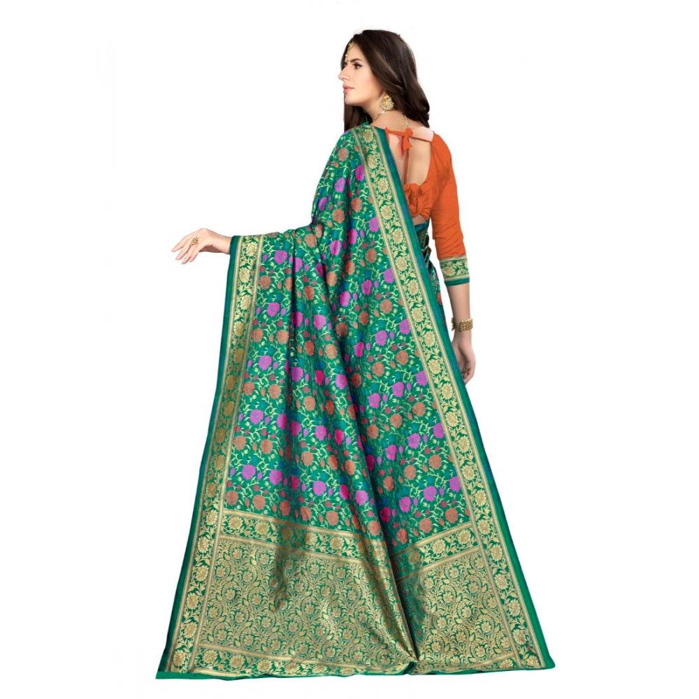 Generic Women's Banarasi silk Saree with Blouse (Multi, 5-6mtr) - MYLUXURY LANE ENTERPRISE