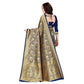 Generic Women's Banarasi silk Saree with Blouse (Navy blue, 5-6mtr) - MYLUXURY LANE ENTERPRISE