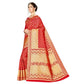 Generic Women's Banarasi silk Saree with Blouse (Red, 5-6mtr) - MYLUXURY LANE ENTERPRISE