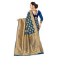Generic Women's Banarasi silk Saree with Blouse (Navy blue, 5-6mtr) - MYLUXURY LANE ENTERPRISE