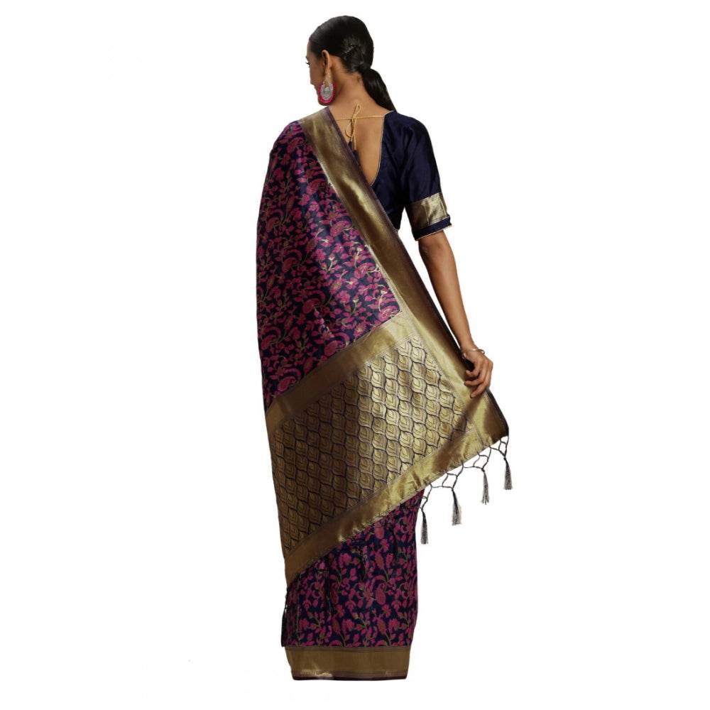 Generic Women's Banarasi silk Saree with Blouse (Multi, 5-6mtr) - MYLUXURY LANE ENTERPRISE