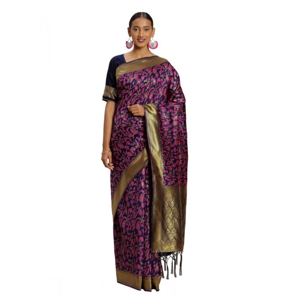 Generic Women's Banarasi silk Saree with Blouse (Multi, 5-6mtr) - MYLUXURY LANE ENTERPRISE