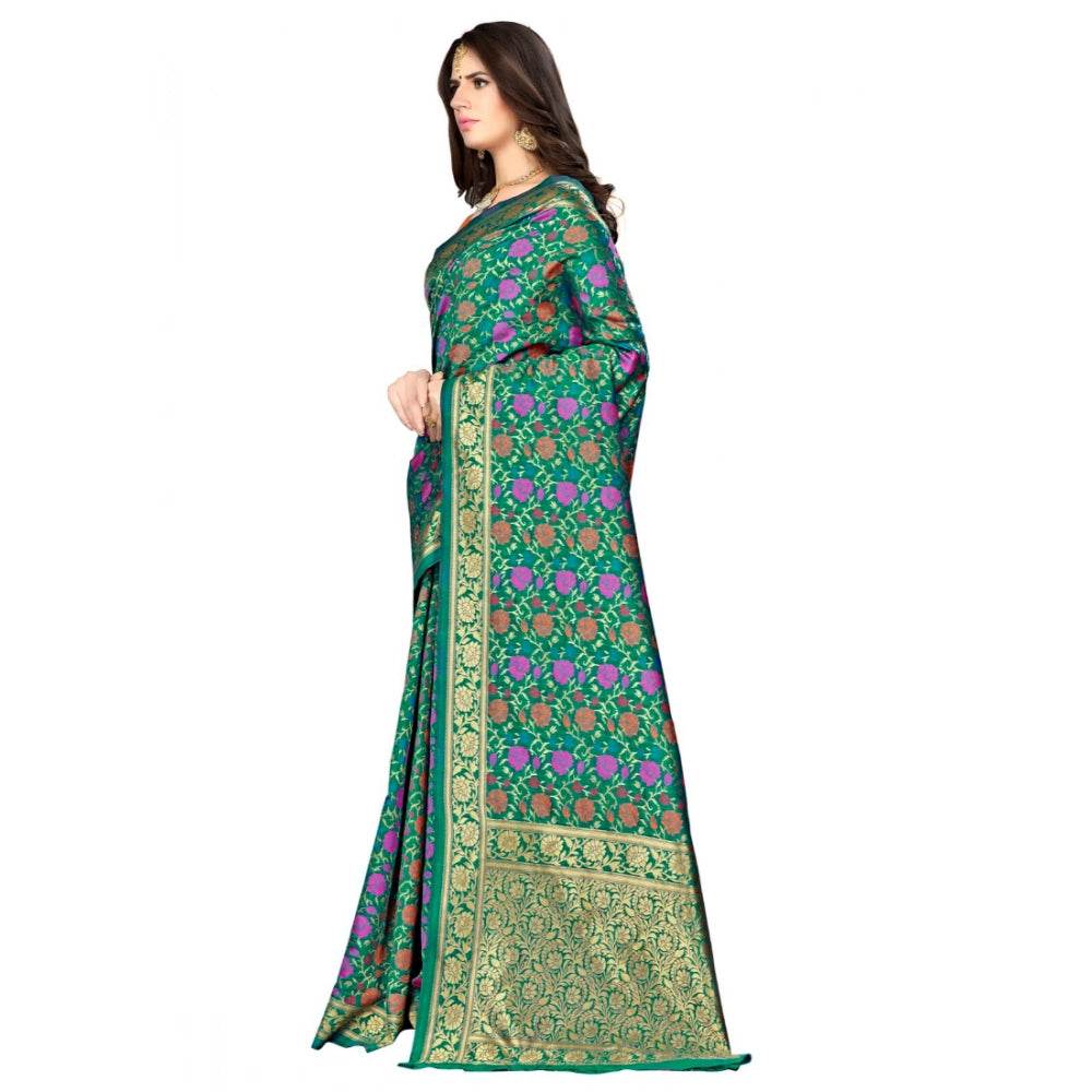 Generic Women's Banarasi silk Saree with Blouse (Multi, 5-6mtr) - MYLUXURY LANE ENTERPRISE