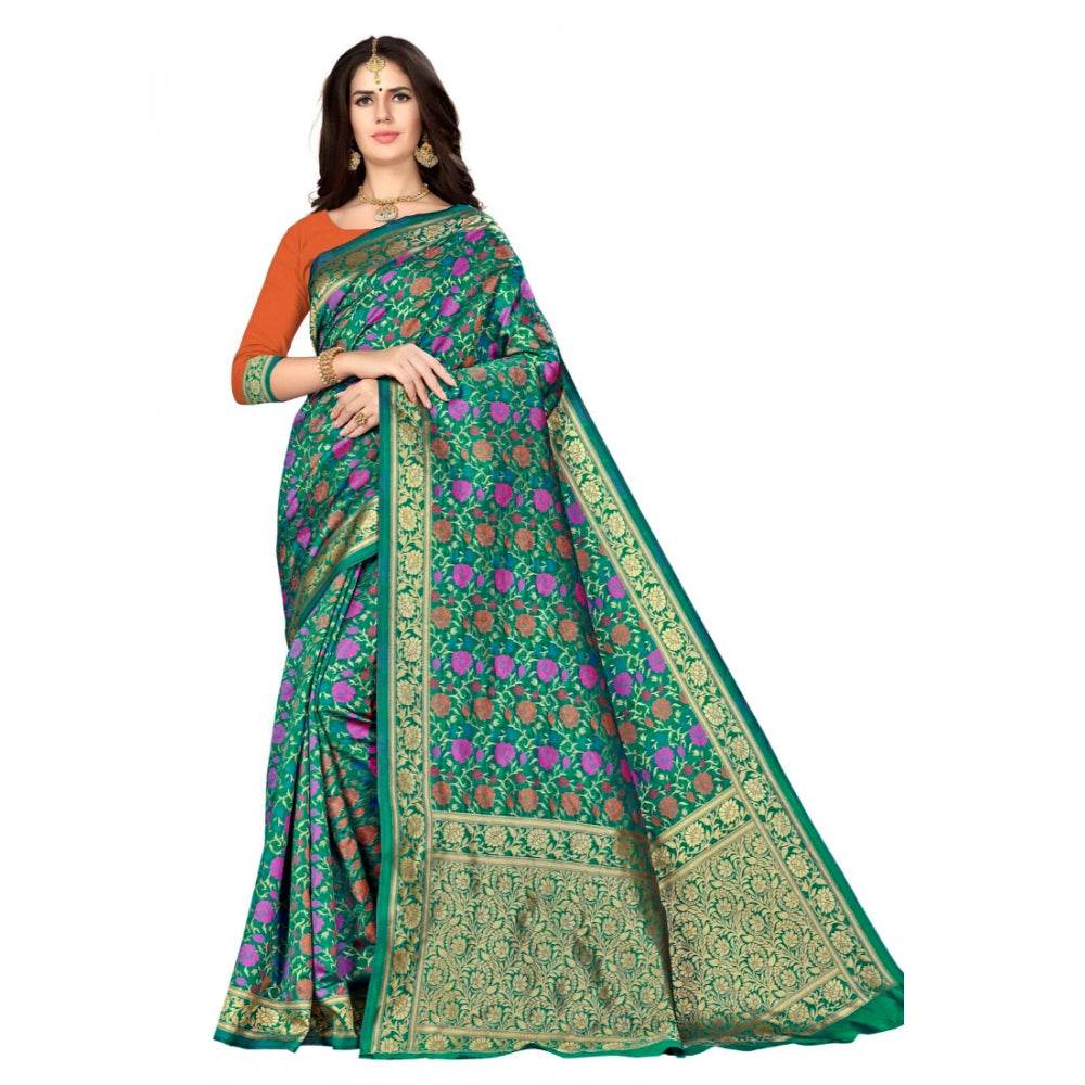 Generic Women's Banarasi silk Saree with Blouse (Multi, 5-6mtr) - MYLUXURY LANE ENTERPRISE