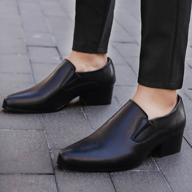 High Heel Pointed Leather Shoes Genuine Leather Men's Elevator Shoes - MYLUXURY LANE ENTERPRISE