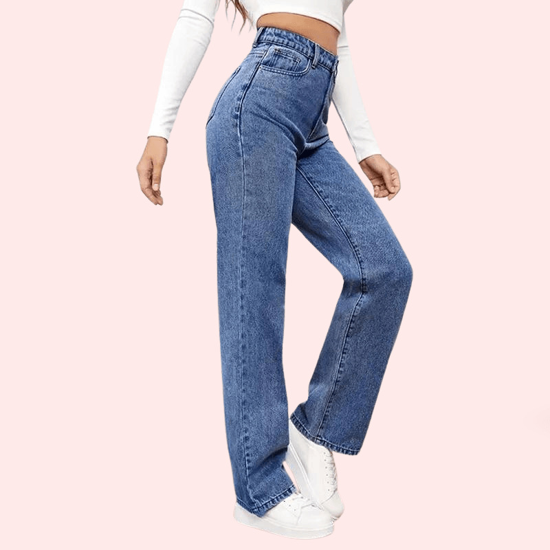 High Waisted Washed Straight Leg Jeans for Women - MYLUXURY LANE ENTERPRISE