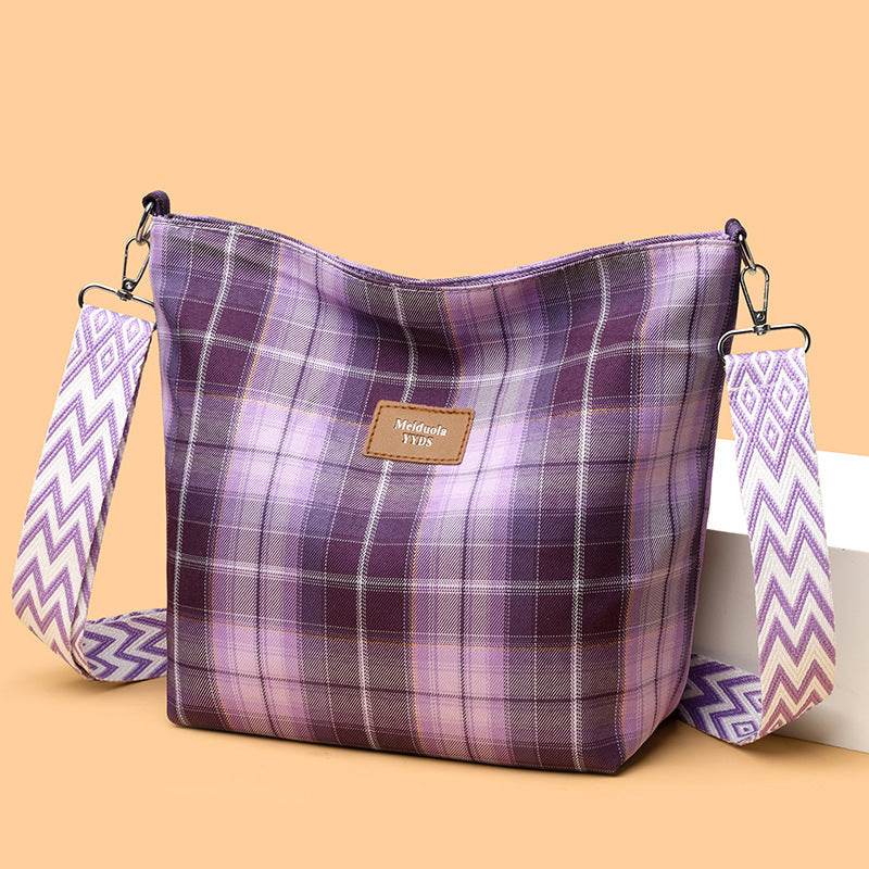 Large Capacity Contrast Color Check One-shoulder Versatile Commuter Messenger Bag - MYLUXURY LANE ENTERPRISE