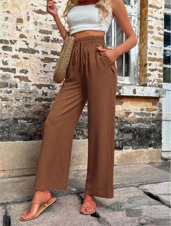 Casual Elastic High Waist Loose Trousers - MYLUXURY LANE ENTERPRISE