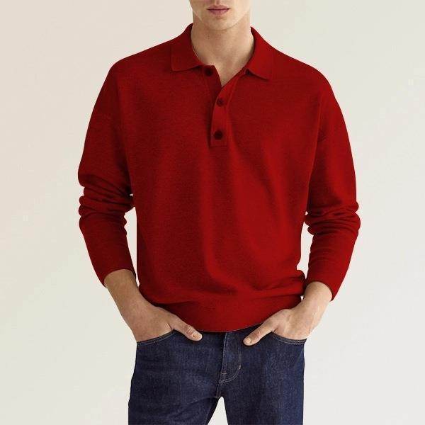 New Autumn Long Sleeve V-neck Buttons Men's Casual Jacket Polo Shirt - MYLUXURY LANE ENTERPRISE