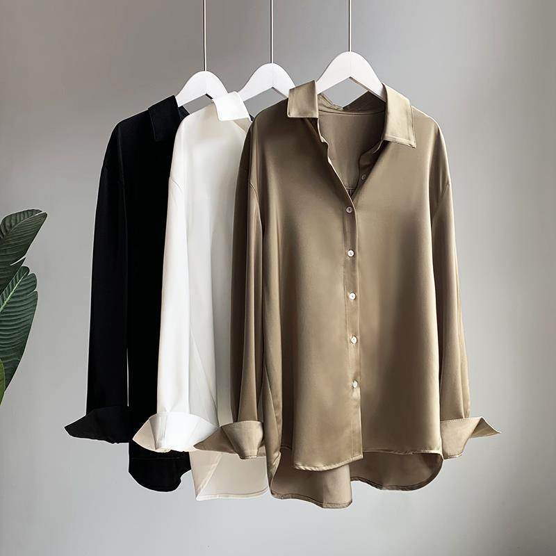 Women's Retro Fashion Satin Drape Long Sleeved Shirt - MYLUXURY LANE ENTERPRISE