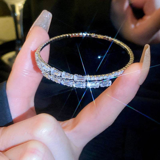 High-grade Temperament Super Shiny Zircon Geometric Open Bracelet - MYLUXURY LANE ENTERPRISE