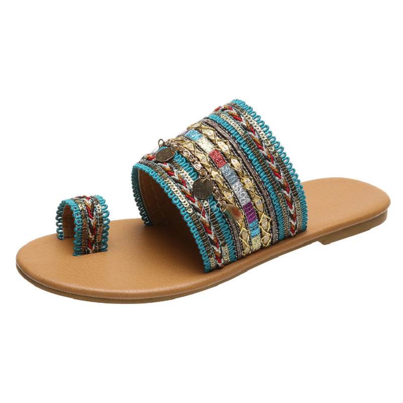 Women's Flat Sandals Bohemian Toe Covering - MYLUXURY LANE ENTERPRISE