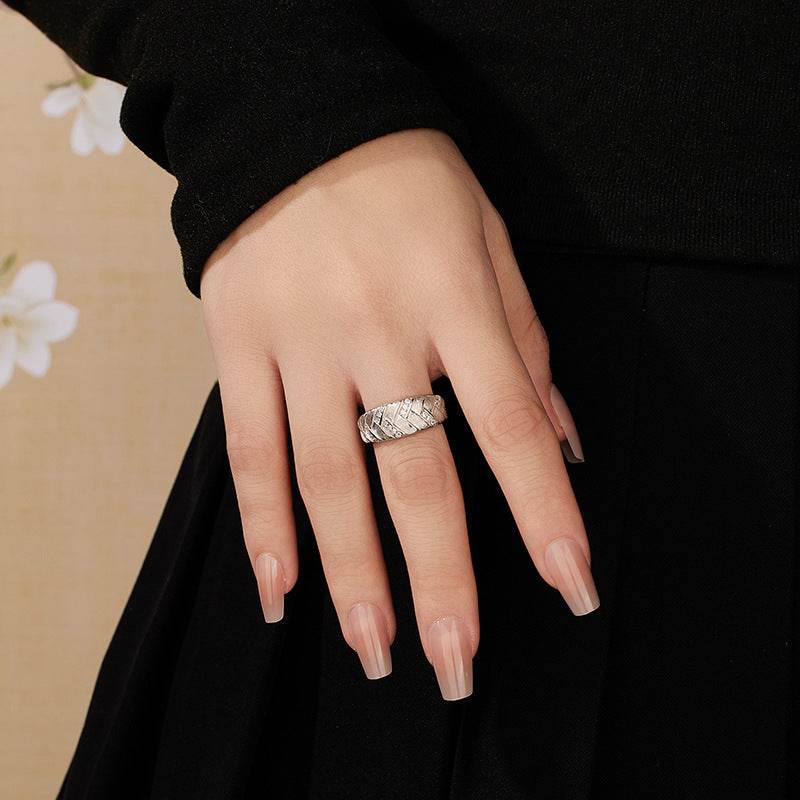 High-grade Light Luxury Woven Brushed Ring Women's 925 Sterling Silver Adjustable - MYLUXURY LANE ENTERPRISE