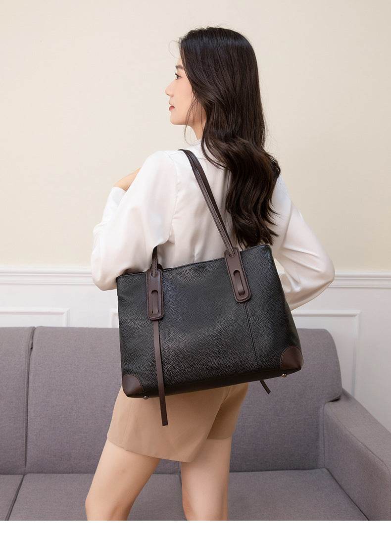 Women's One-shoulder Large Capacity High-grade Sense Leather Handbag - MYLUXURY LANE ENTERPRISE