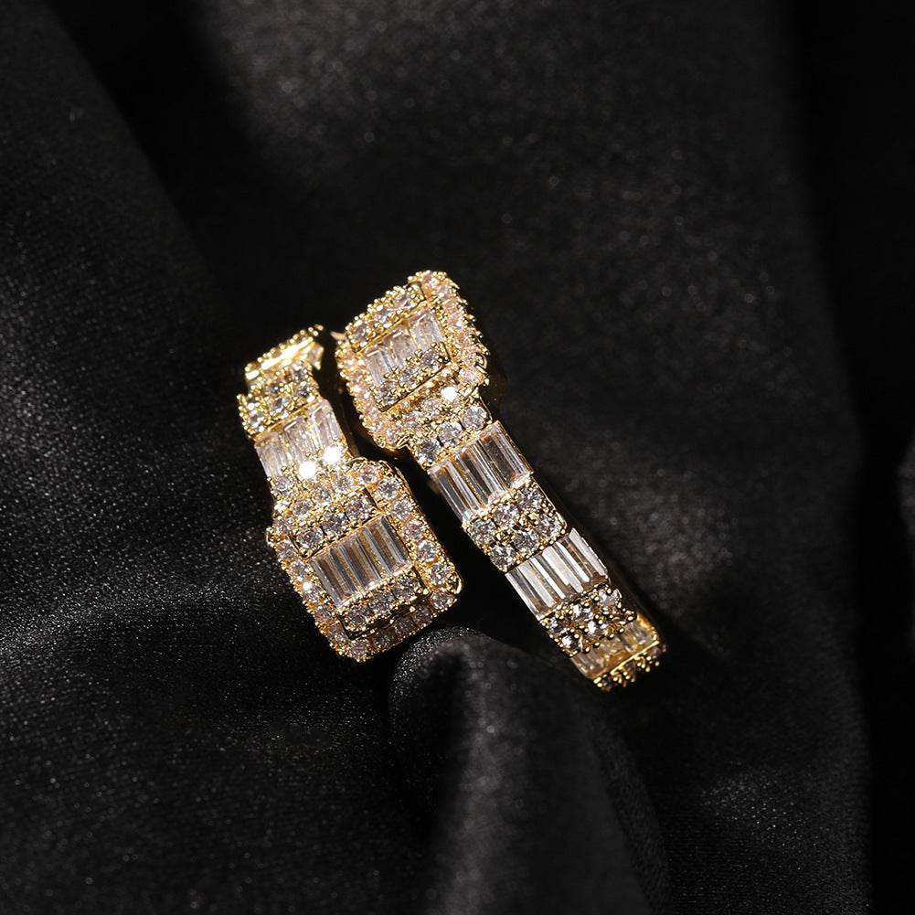 18K Gold Electroplated Copper Micropaved T-Cubic Zirconia Ring - MYLUXURY LANE ENTERPRISE