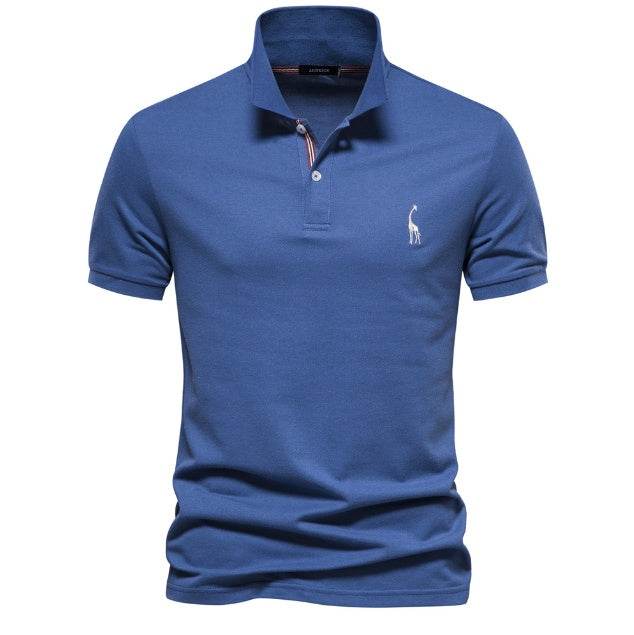 Deer Embroidered Men's T-shirt Solid Color Polo Collar Basic Style Short-sleeved Shirt Men - MYLUXURY LANE ENTERPRISE