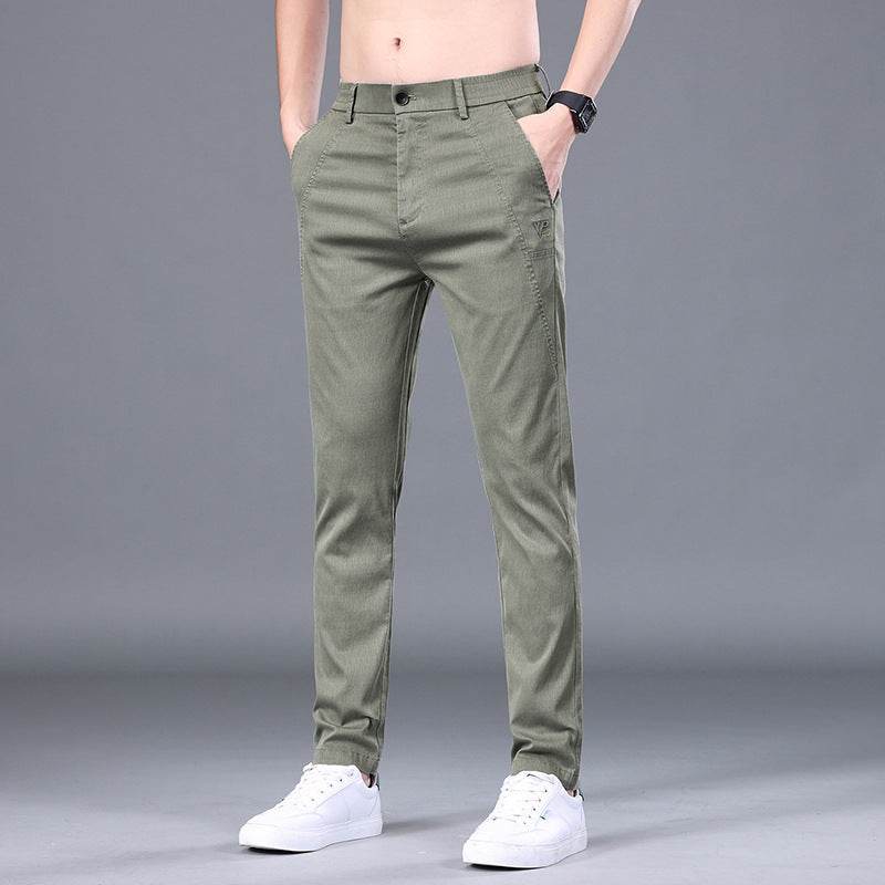 Men's Tencel Straight Trousers Slim Fit Skinny Pants - MYLUXURY LANE ENTERPRISE