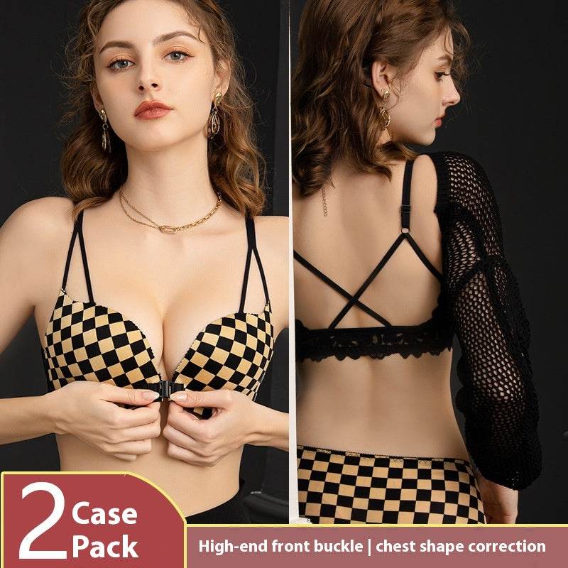 Front Button Underwear Women Without Steel Ring Gathering Bra - MYLUXURY LANE ENTERPRISE