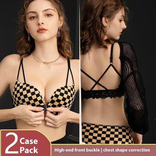 Front Button Underwear Women Without Steel Ring Gathering Bra - MYLUXURY LANE ENTERPRISE