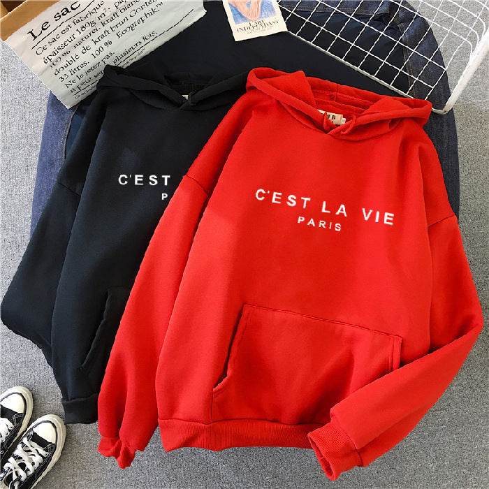 Loose Hooded Sweater Student Hoodie With Letter Print Sports Tops - MYLUXURY LANE ENTERPRISE