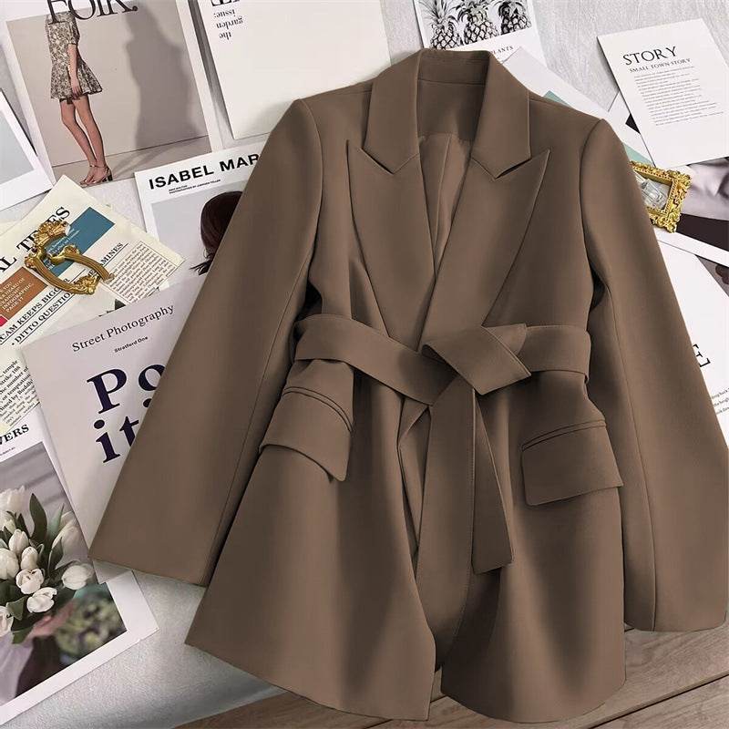 Spring And Autumn Korean Style Slim Fit Slimming Graceful And Fashionable Black Tie Small Tailored Suit Top - MYLUXURY LANE ENTERPRISE
