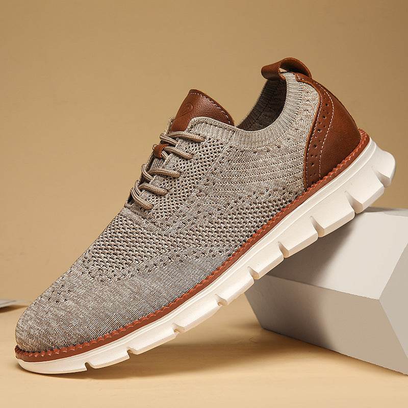 British Brogue Casual Men's Shoes Fashionable Flying Woven Surface Breathable Lightweight Sneaker - MYLUXURY LANE ENTERPRISE