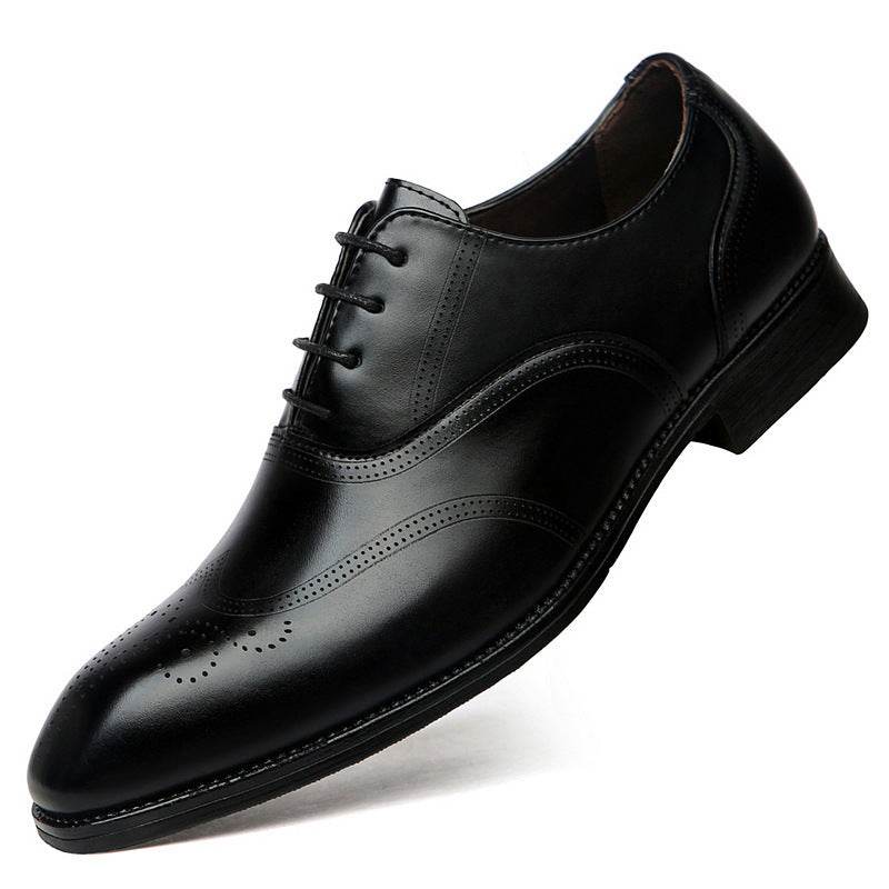 Formal Leather Shoes British Men Brogue Pointed-toe Lace - MYLUXURY LANE ENTERPRISE