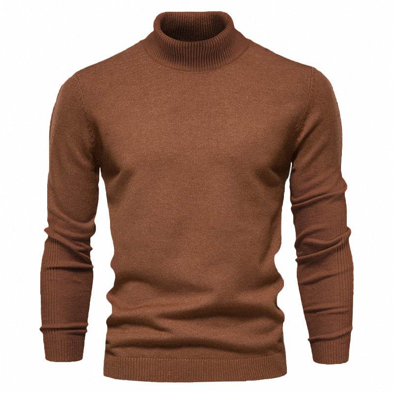 Men's Solid Color Slim Pullover Turtleneck Sweater Winter Casual Tops Clothing - MYLUXURY LANE ENTERPRISE