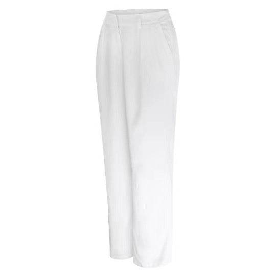Commuter Drooping Slimming Solid Pocket High Waist Wide Leg Pants - MYLUXURY LANE ENTERPRISE