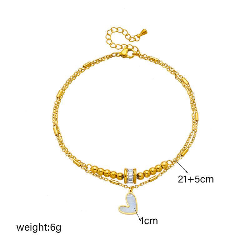 Fashion Jewelry Boho Classic Love Heart Ankle Chain Double Layer Chain Bracelet Anklet Charm Tassel Leg Chain On Foot Chain Women Party Jewelry Accessories - MYLUXURY LANE ENTERPRISE