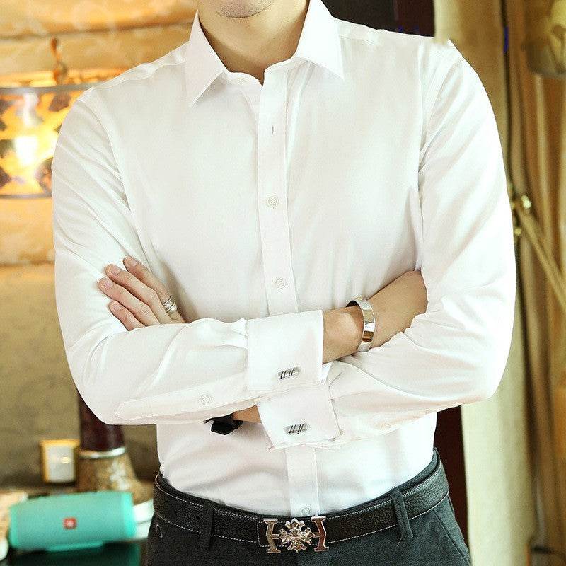 Men's Long-sleeved Shirt Business Pure Color - MYLUXURY LANE ENTERPRISE