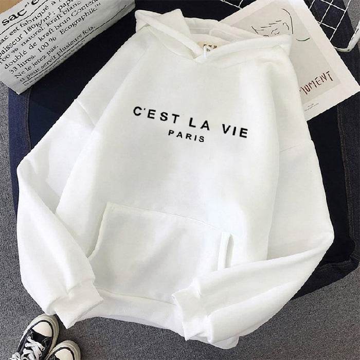 Loose Hooded Sweater Student Hoodie With Letter Print Sports Tops - MYLUXURY LANE ENTERPRISE