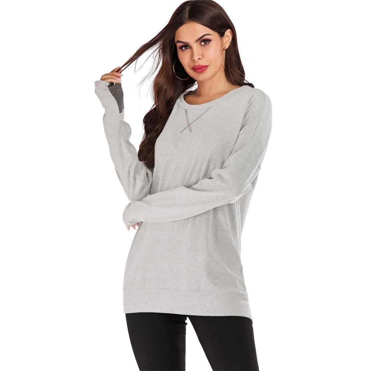Women's Fashion Pullover Round Neck Long Sleeve - MYLUXURY LANE ENTERPRISE