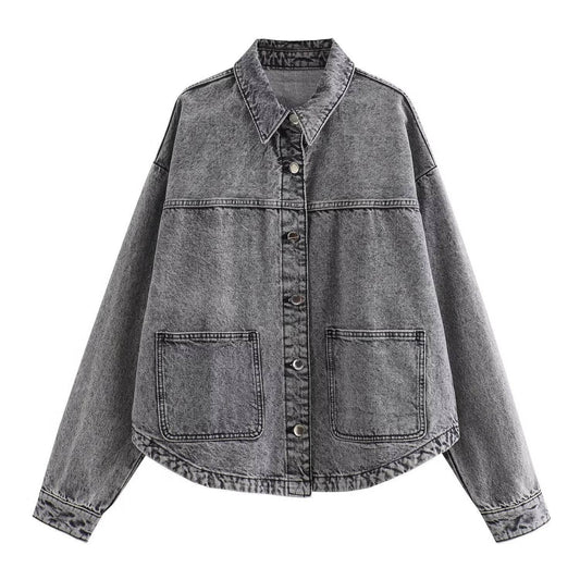 Women's Street Fashion Denim Shirt Jacket - MYLUXURY LANE ENTERPRISE