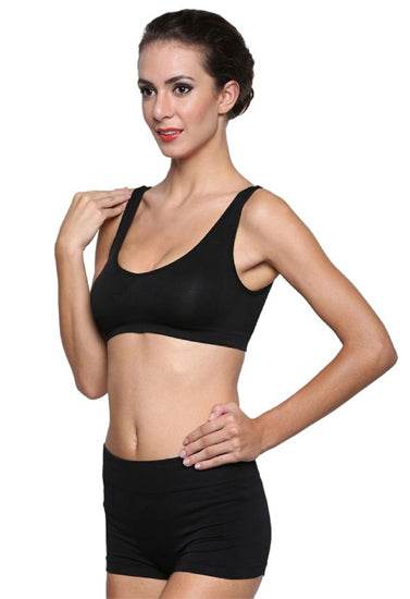 3-Pack Scoop Neck Black Sports Bra Boyshort Set - MYLUXURY LANE ENTERPRISE