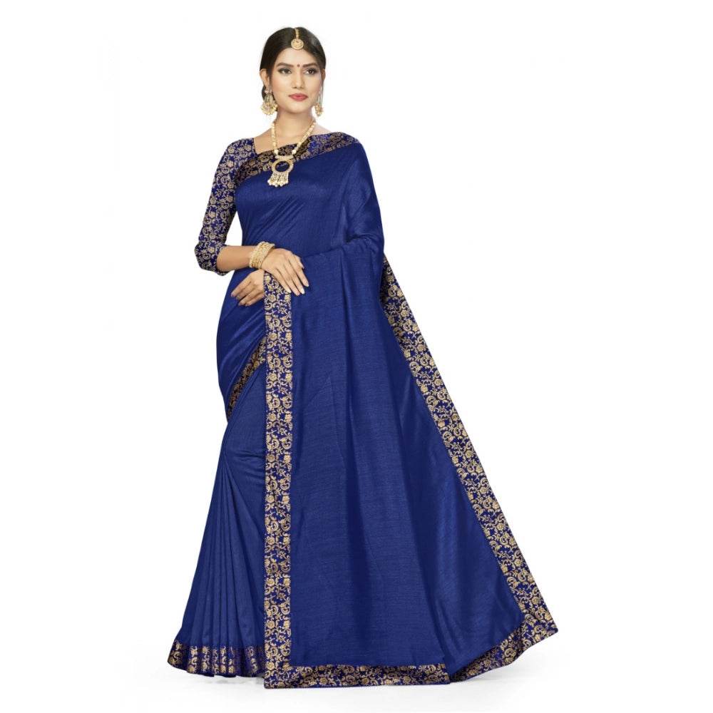 Generic Women's Silk Blend Saree (Neavy blue, 5-6mtrs) - MYLUXURY LANE ENTERPRISE