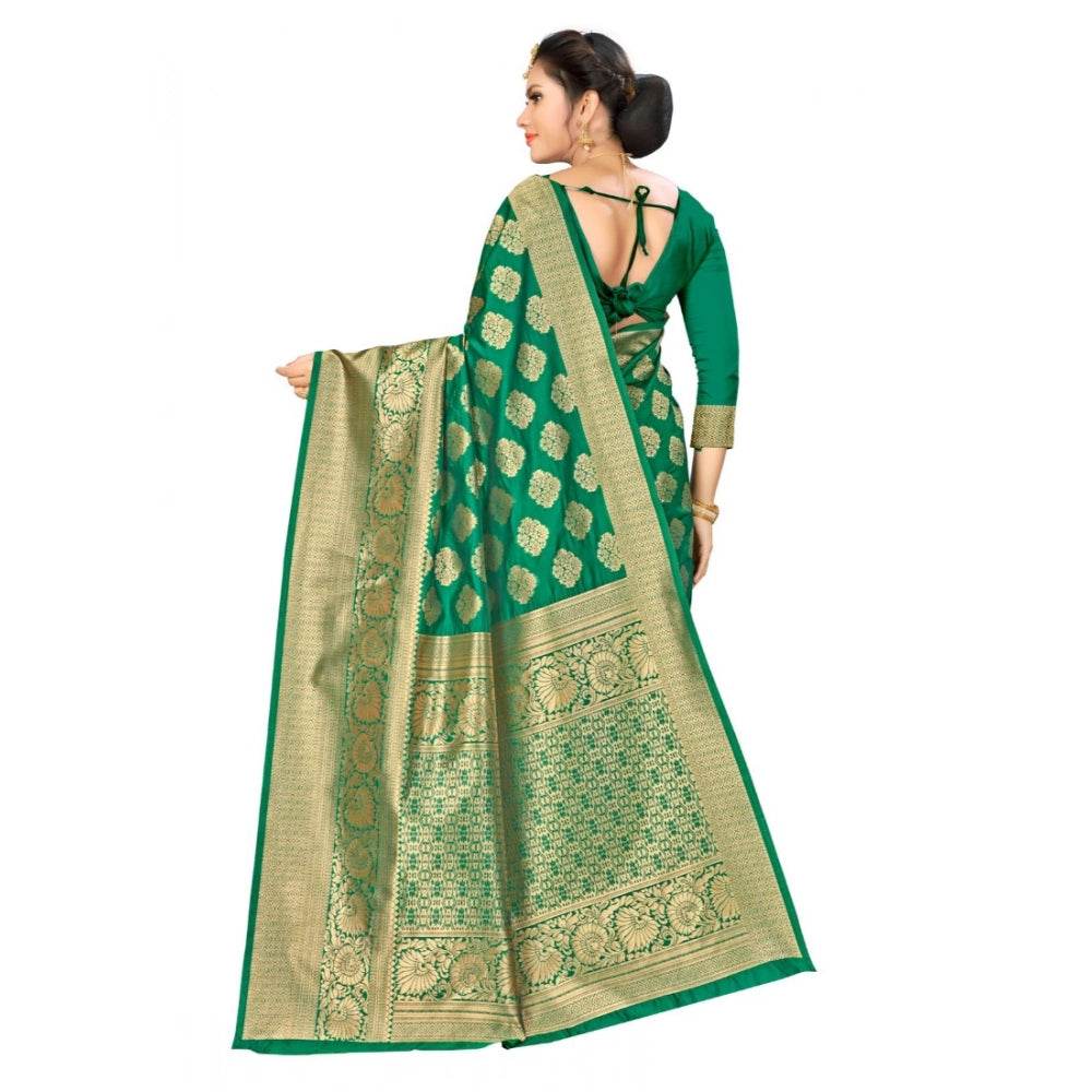 Generic Women's Banarasi Silk Saree (Green, 5-6mtrs) - MYLUXURY LANE ENTERPRISE