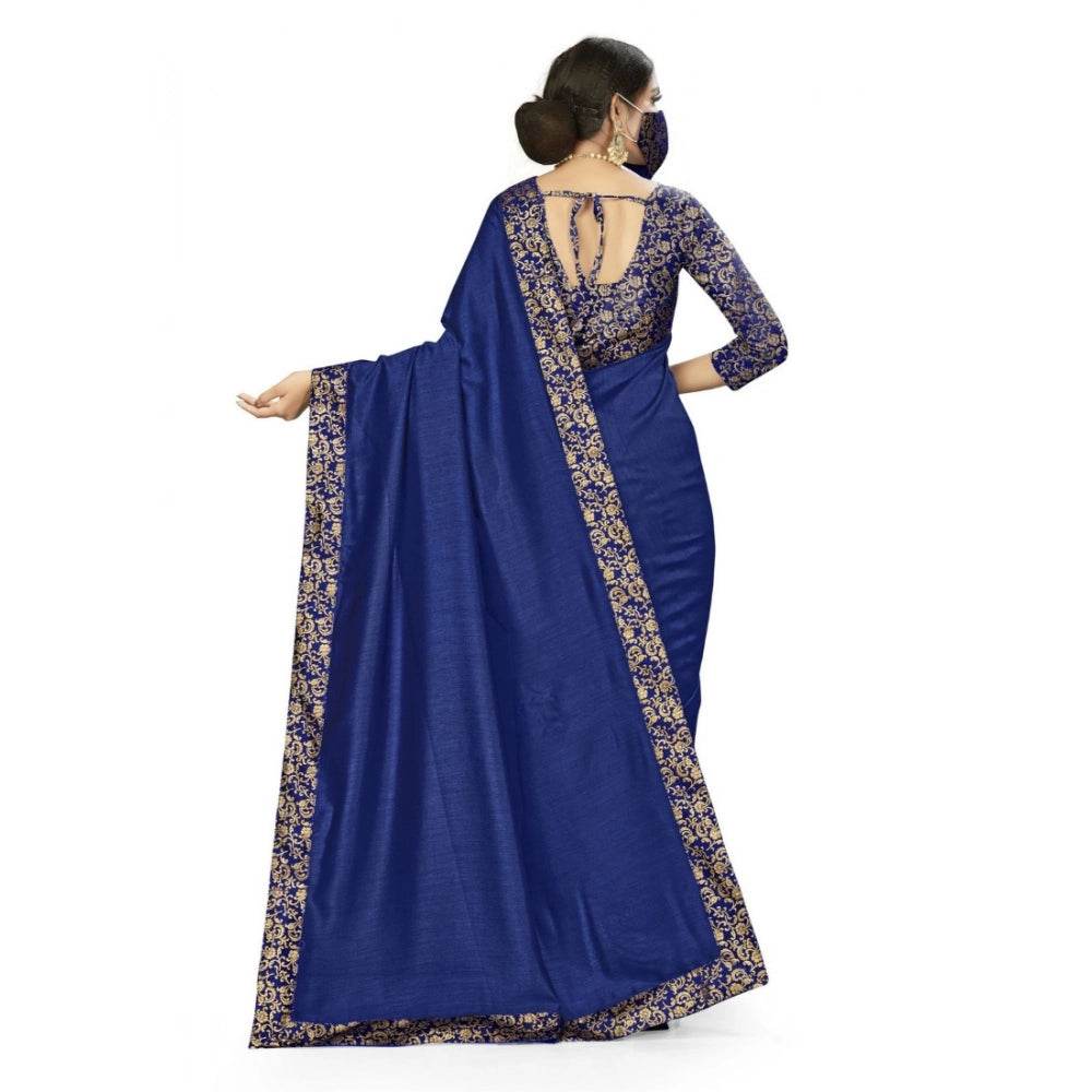Generic Women's Silk Blend Saree (Neavy blue, 5-6mtrs) - MYLUXURY LANE ENTERPRISE