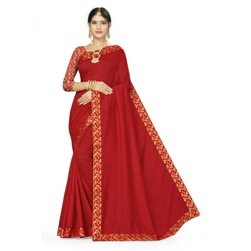 Generic Women's Silk Blend Saree (Red, 5-6mtrs) - MYLUXURY LANE ENTERPRISE