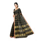 Generic Women's Kota Doria Cotton Saree With Blouse (Black,6-3 Mtrs) - MYLUXURY LANE ENTERPRISE