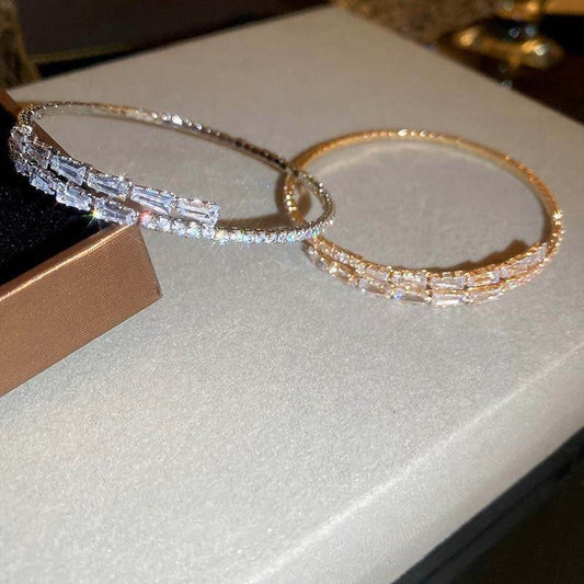 High-grade Temperament Super Shiny Zircon Geometric Open Bracelet - MYLUXURY LANE ENTERPRISE