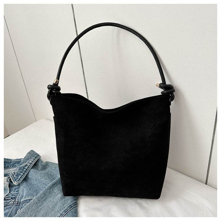 Large Capacity Frosted Suede Fashion Casual Shoulder Underarm Tote Handbag - MYLUXURY LANE ENTERPRISE