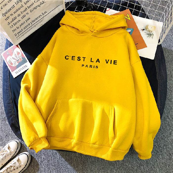 Loose Hooded Sweater Student Hoodie With Letter Print Sports Tops - MYLUXURY LANE ENTERPRISE