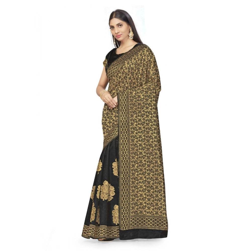 Generic Women's Banarasi Silk Saree (Black,5-6 Mtrs) - MYLUXURY LANE ENTERPRISE