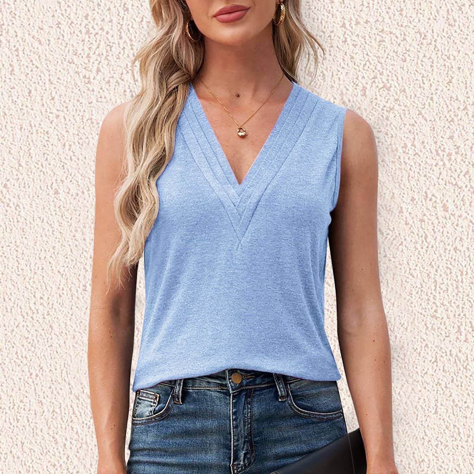 Solid Color Multi-layer Special V-neck Vest T-shirt For Women - MYLUXURY LANE ENTERPRISE
